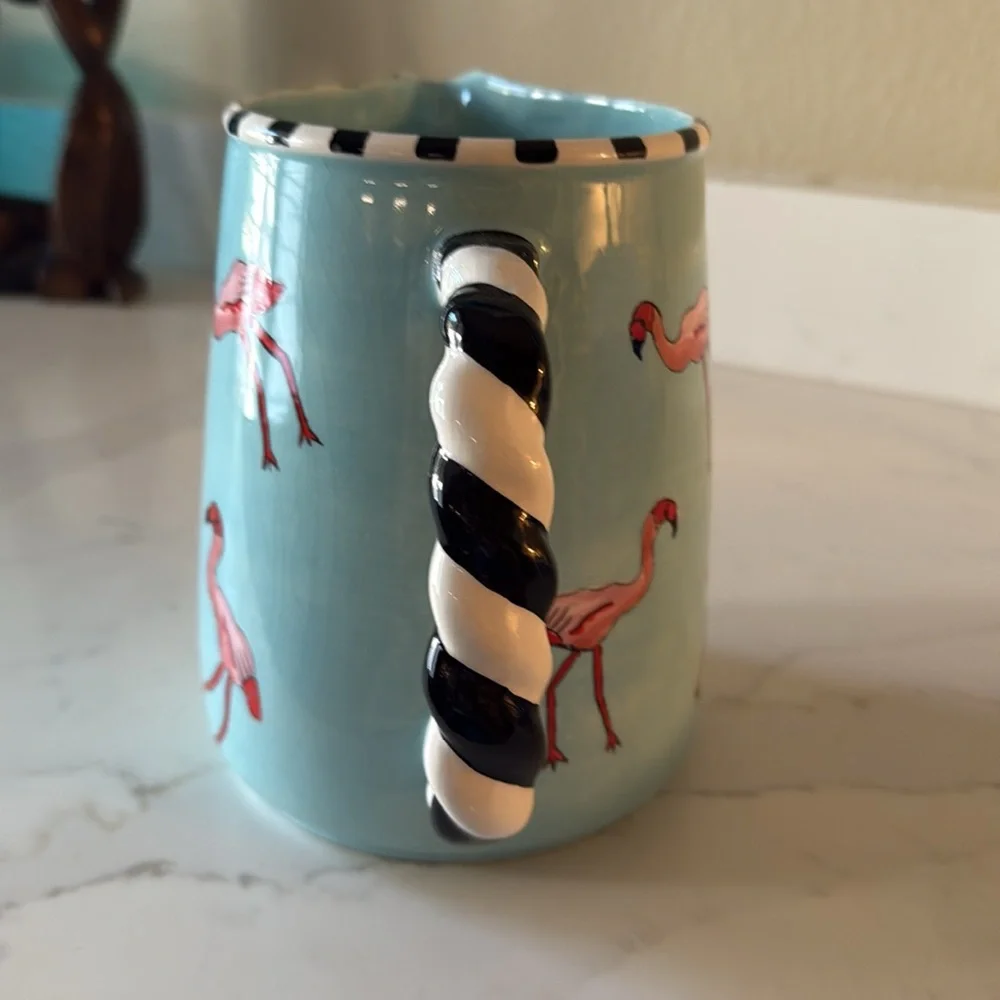 Vintage (2002) Patricia DuPont Handpainted Decorative Pitcher Flamingo